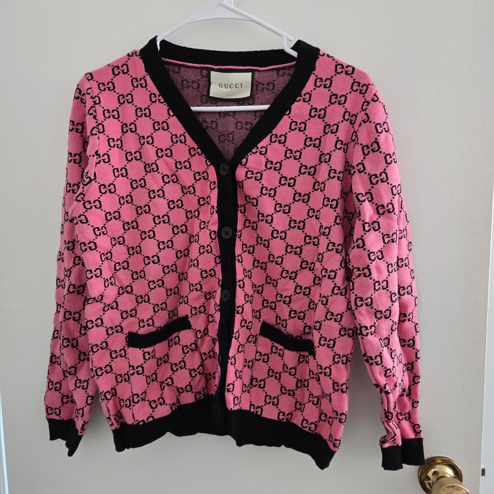 Pink and Black Women's Cardigan